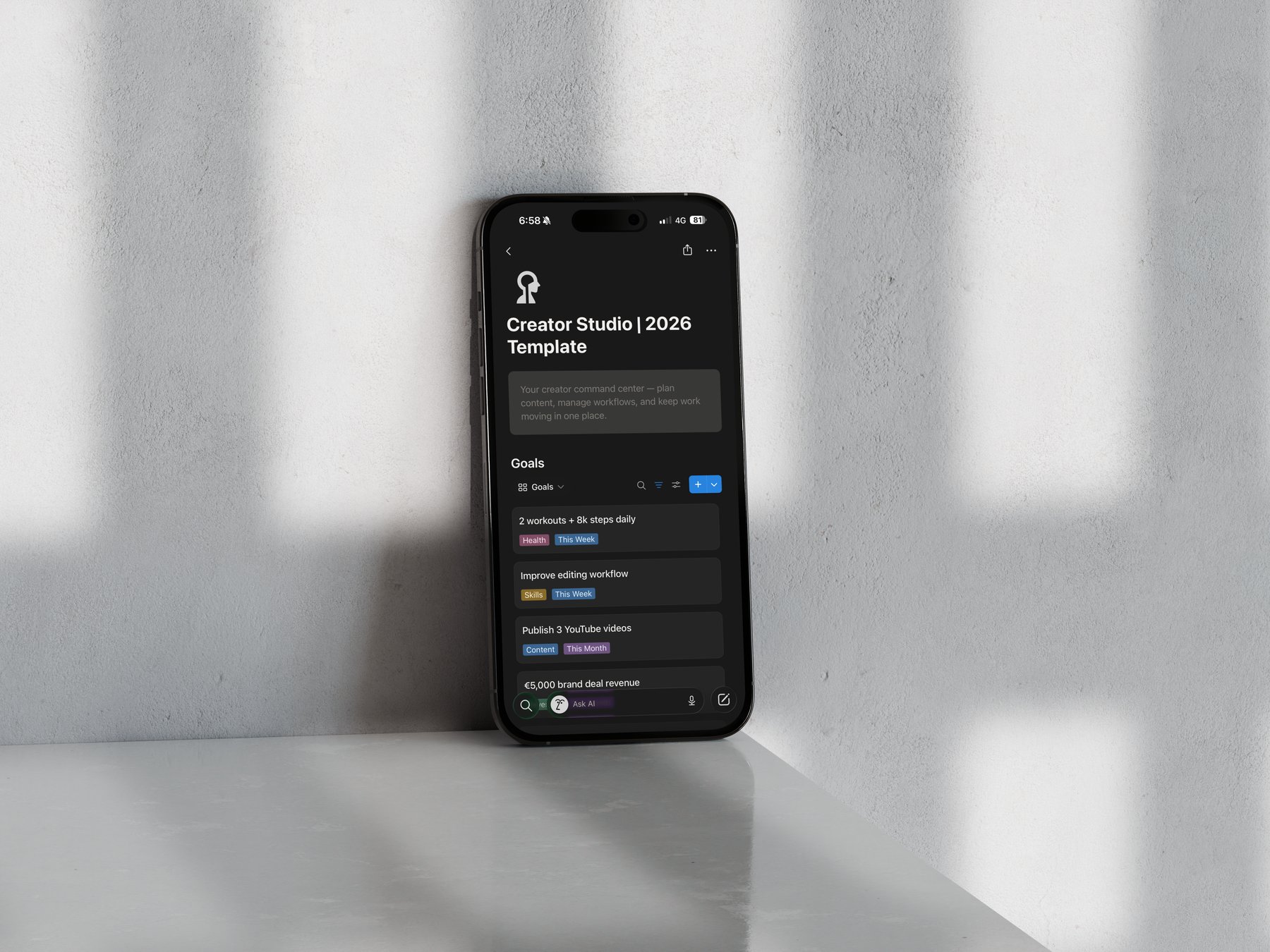 Dashboard on iPhone