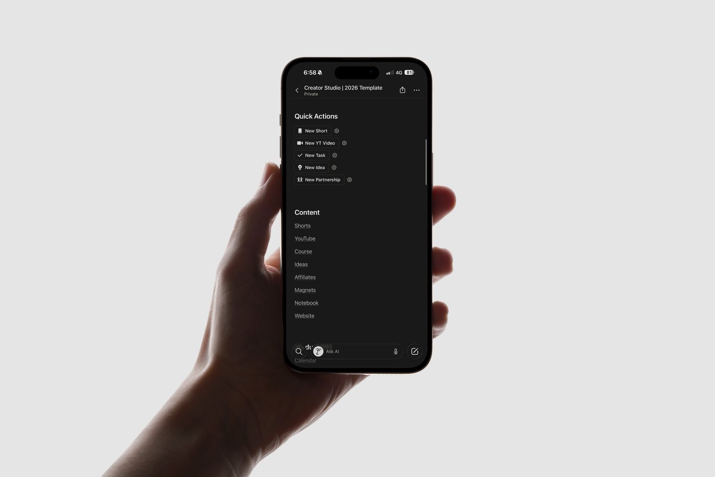 Quick actions on iPhone